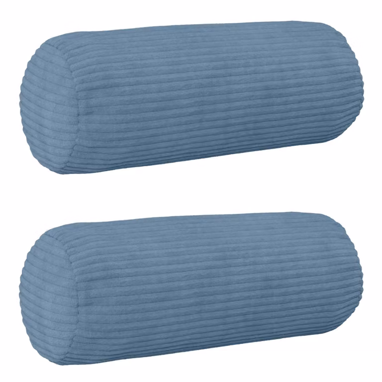 Set di 2 federe vidaXL HEERLEN blu in velluto a coste, forma ovale, Ø 15 x 40 cm