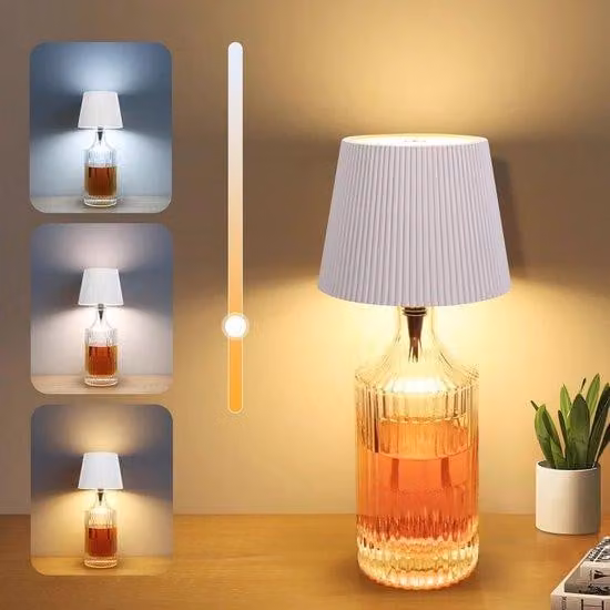 Lampade da tavolo LED - Lampada da tavolo touch wireless per interni ed esterni, grado di protezione IP65 (resistente all'acqua), colore bianco, 12V, 230V, tempo di ricarica di 3 ore