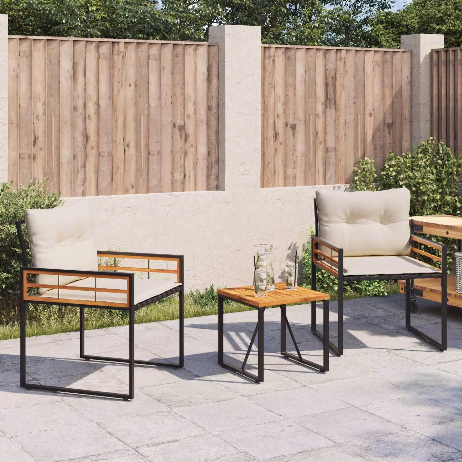Maison Exclusive - Set di mobili da giardino, 3 pezzi, color crema
