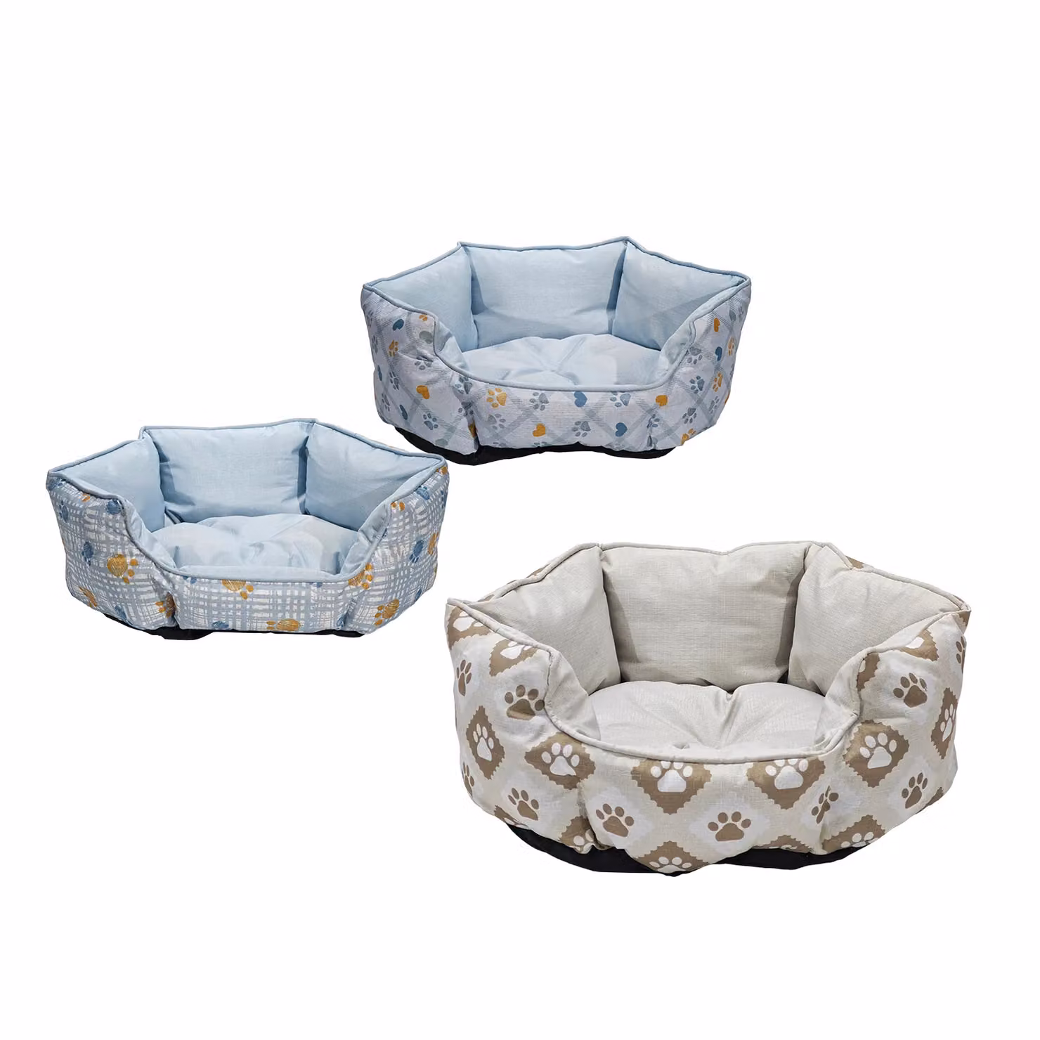 Pet Sitter Cuccia Ovale Multicolore per Cani e Gatti in Tessuto con Fondo Antiscivolo e Bordo Rialzato L 50 cm x P 40 cm – 1