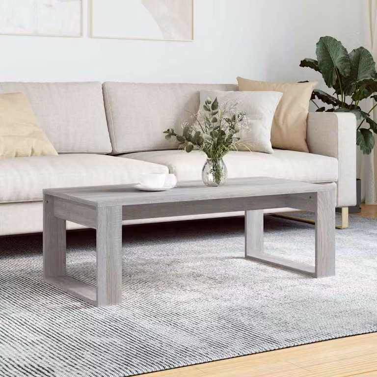 vidaXL Tavolino da Salotto Moderno in Legno Grigio, L: 102 cm, P: 50 cm, H: 35 cm