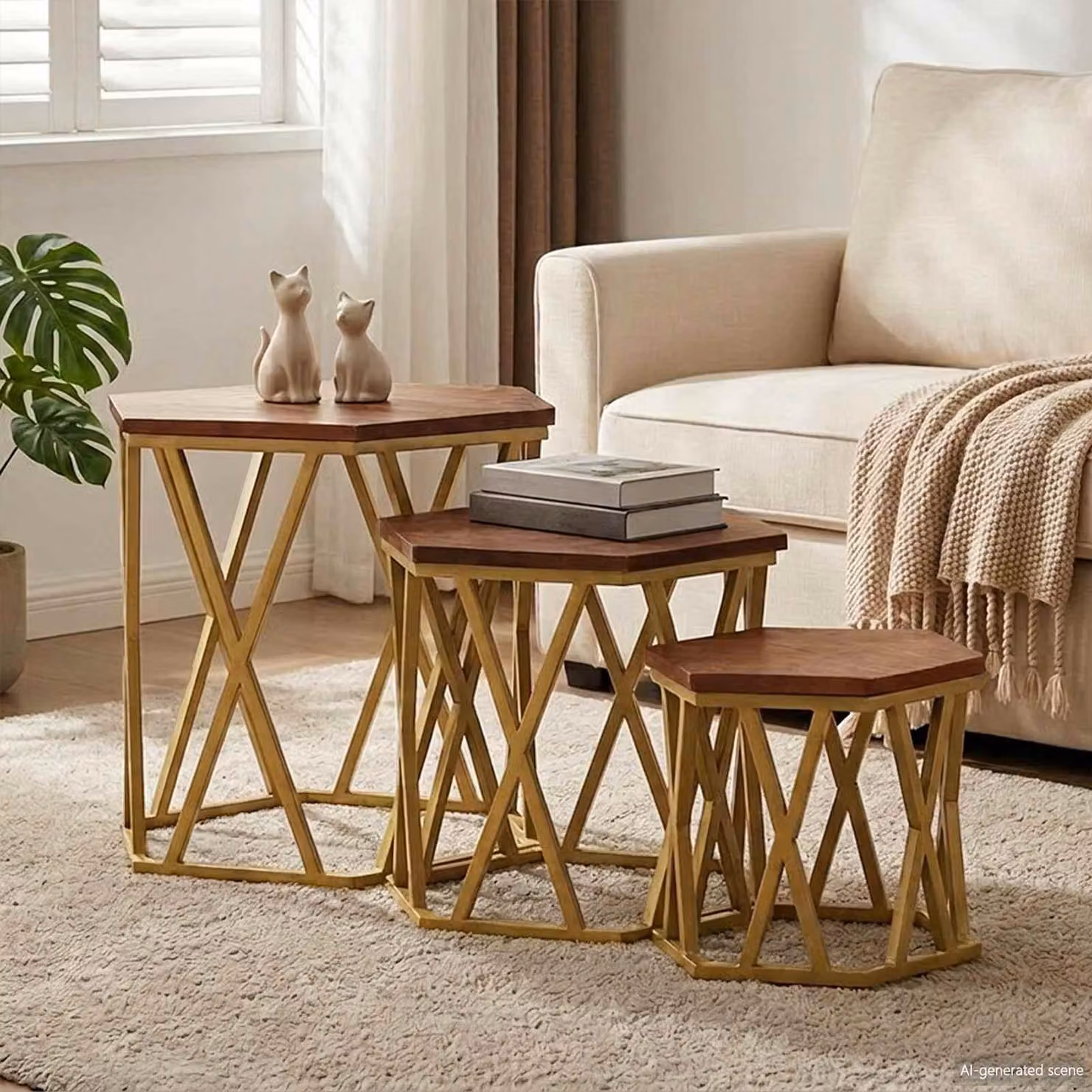 Maison Exclusive - Tavolini da caffè marroni, 55 x 55 x 50 cm, in legno massello di mango