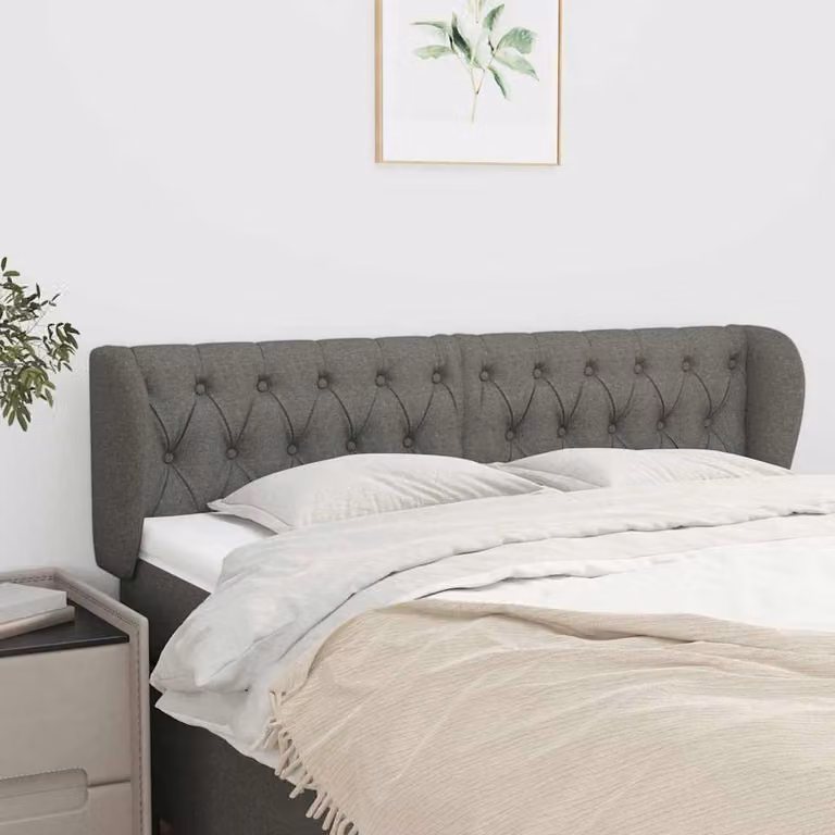 Testiera ad orecchio vidaXL in tessuto grigio scuro L: 147 cm, P: 23 cm, H: 78/88 cm