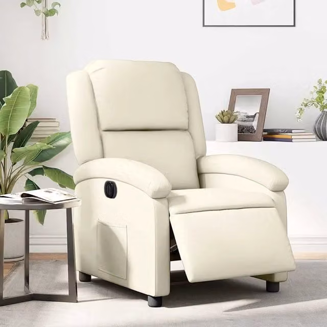 Poltrona Reclinabile Elettrica vidaXL in Similpelle Beige con Braccioli e Funzione Auto-Return