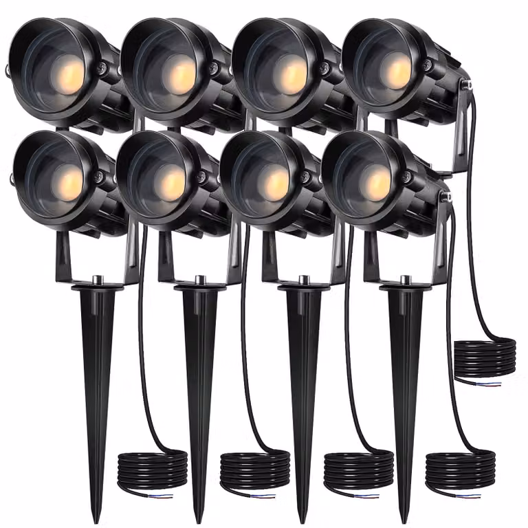 Fari LED da 7W, 12V/24V, grado di protezione IP66, confezione da 8, luce calda