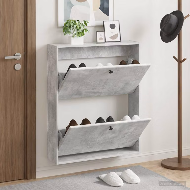 Mobiletto per scarpe da muro vidaXL BREDA moderno con scomparti basculanti, L: 71 cm, P: 17 cm, H: 86 cm