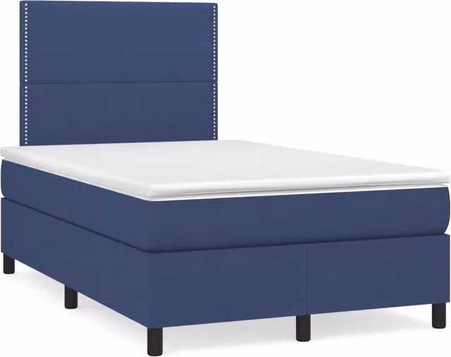 Letto Ibrido con Materasso vidaXL in Tessuto Blu e Bianco con Illuminazione LED e Porta USB, L/P/H: 120 x 200 x 123 cm
