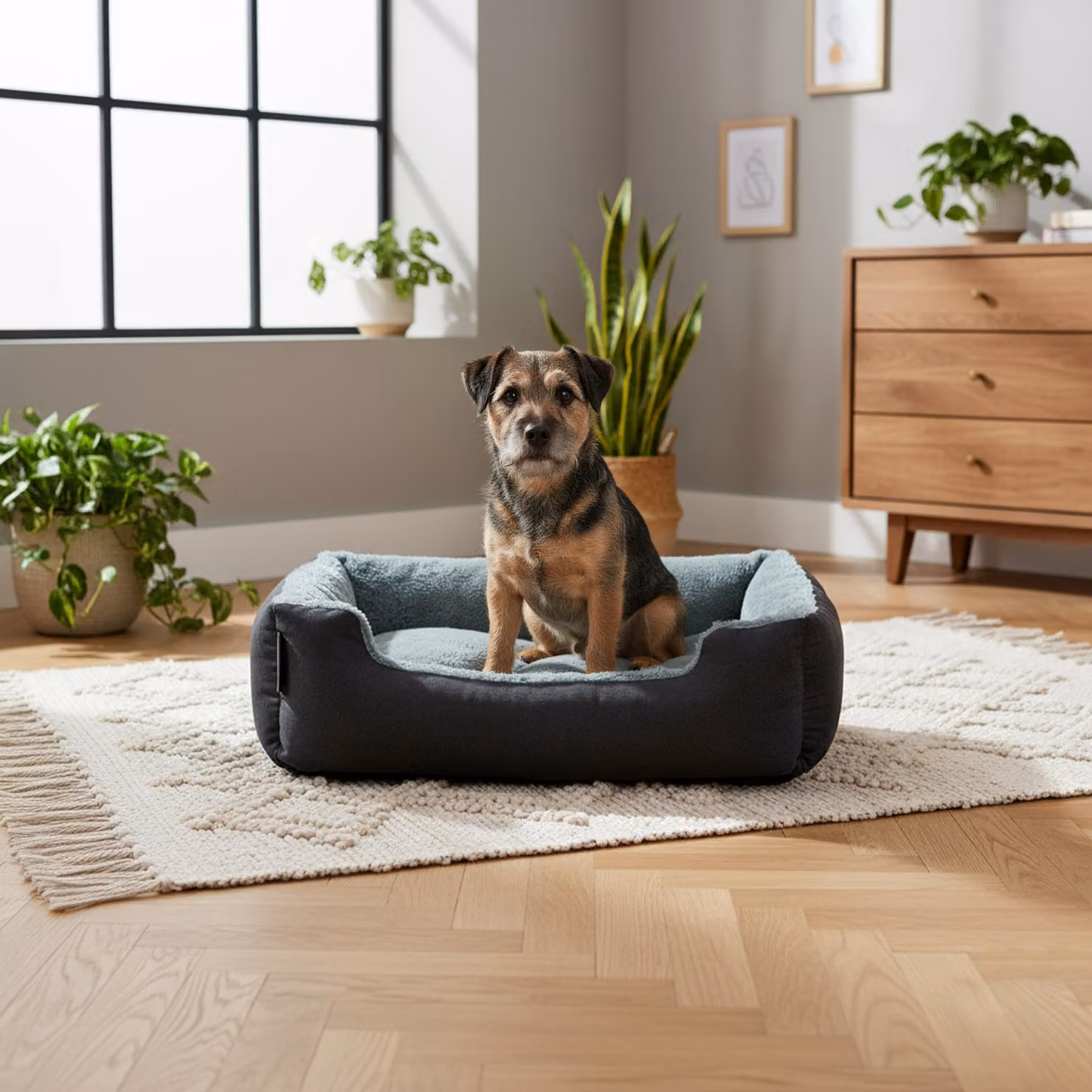 belviona: cuccia per cani con cuscino reversibile, facile da pulire e antiscivolo, un posto accogliente per dormire, nero/grigio