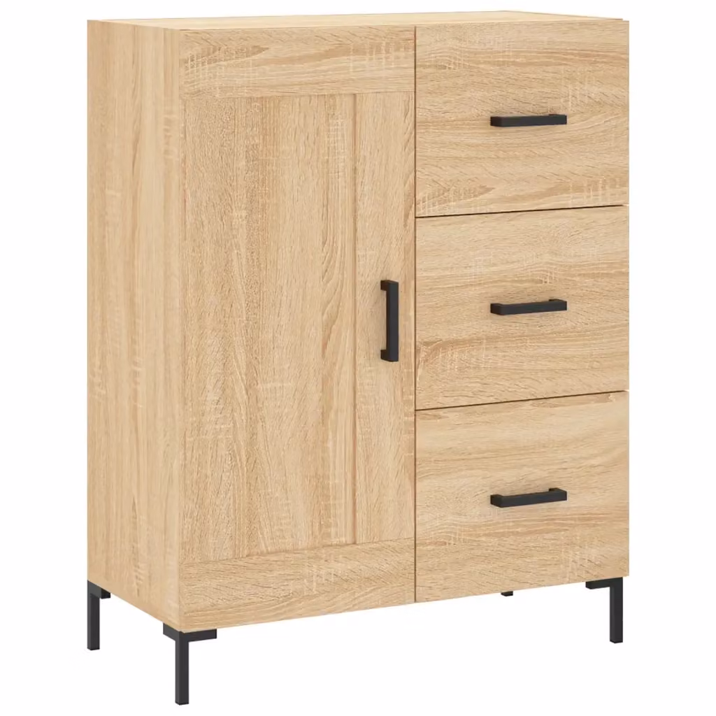 Credenza a parete vidaXL in legno e metallo color rovere, L: 69,5 cm, P: 34 cm, H: 90 cm – 2