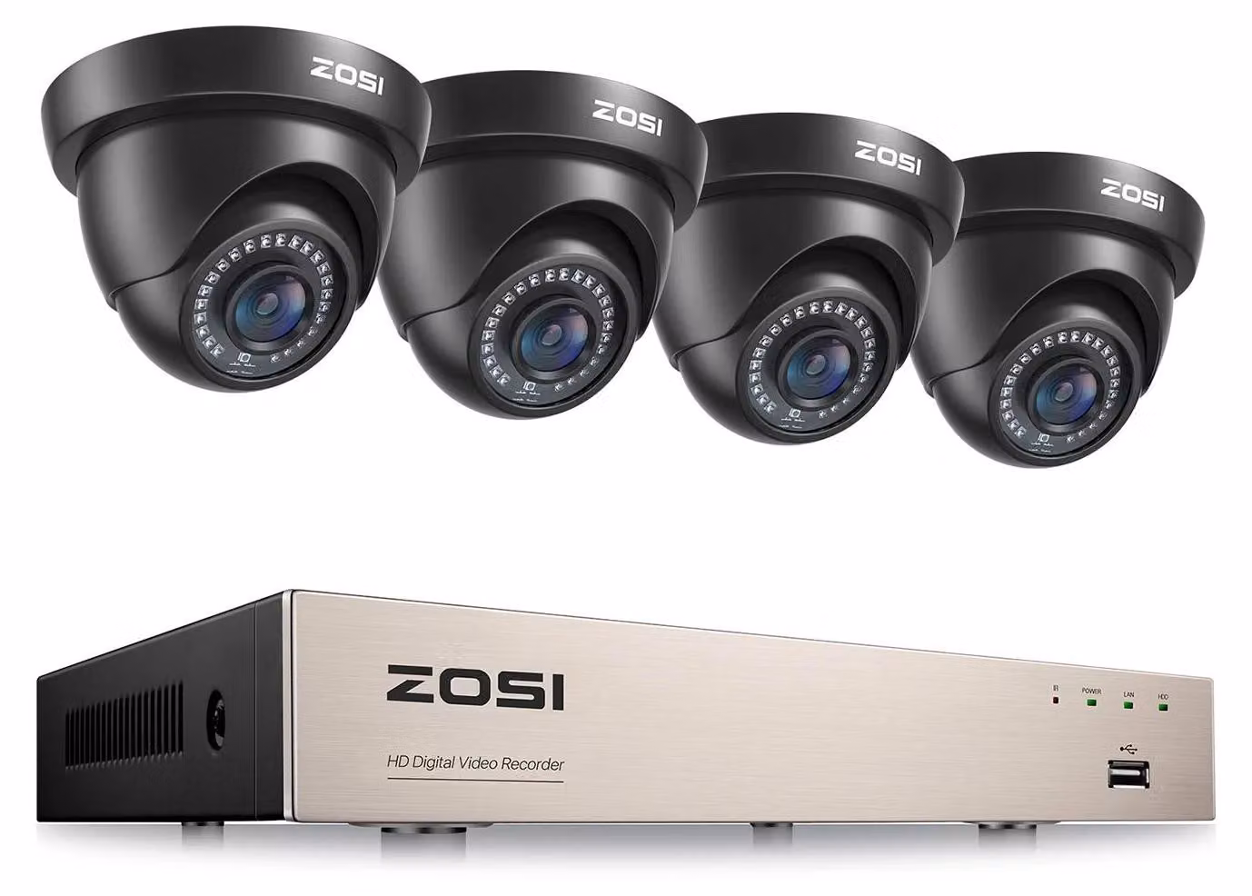Sistema di videosorveglianza, 8 canali, visione notturna, DVR a 8 canali x 4 telecamere, Nessuno