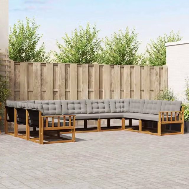 Set di divani da esterno 9 pz Grigio Naturale e Chiaro 3369838