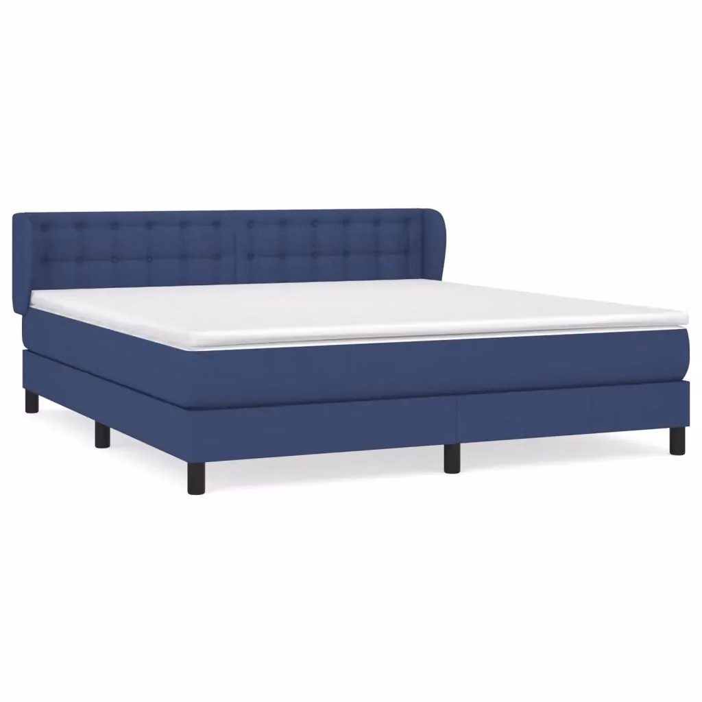 Letto Ibrido vidaXL con Giroletto a Molle e Materasso Blu e Bianco L/P: 160 x 200 cm – 2