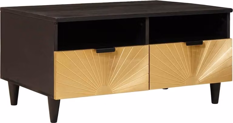 Maison Exclusive - Tavolino nero e oro 40 x 33 x 46 cm in materiale derivato dal legno