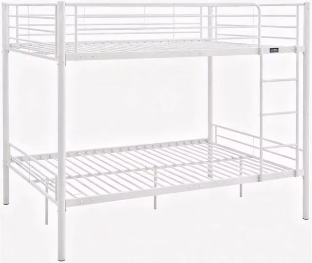 Letto a castello matrimoniale "Adam" con rete a molle - 140 x 190 cm - Bianco