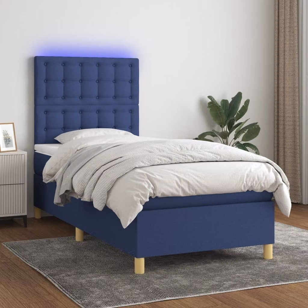 Maison Exclusive - Letto a Molle con Materasso e LED Blu 90x190 cm in Tessuto