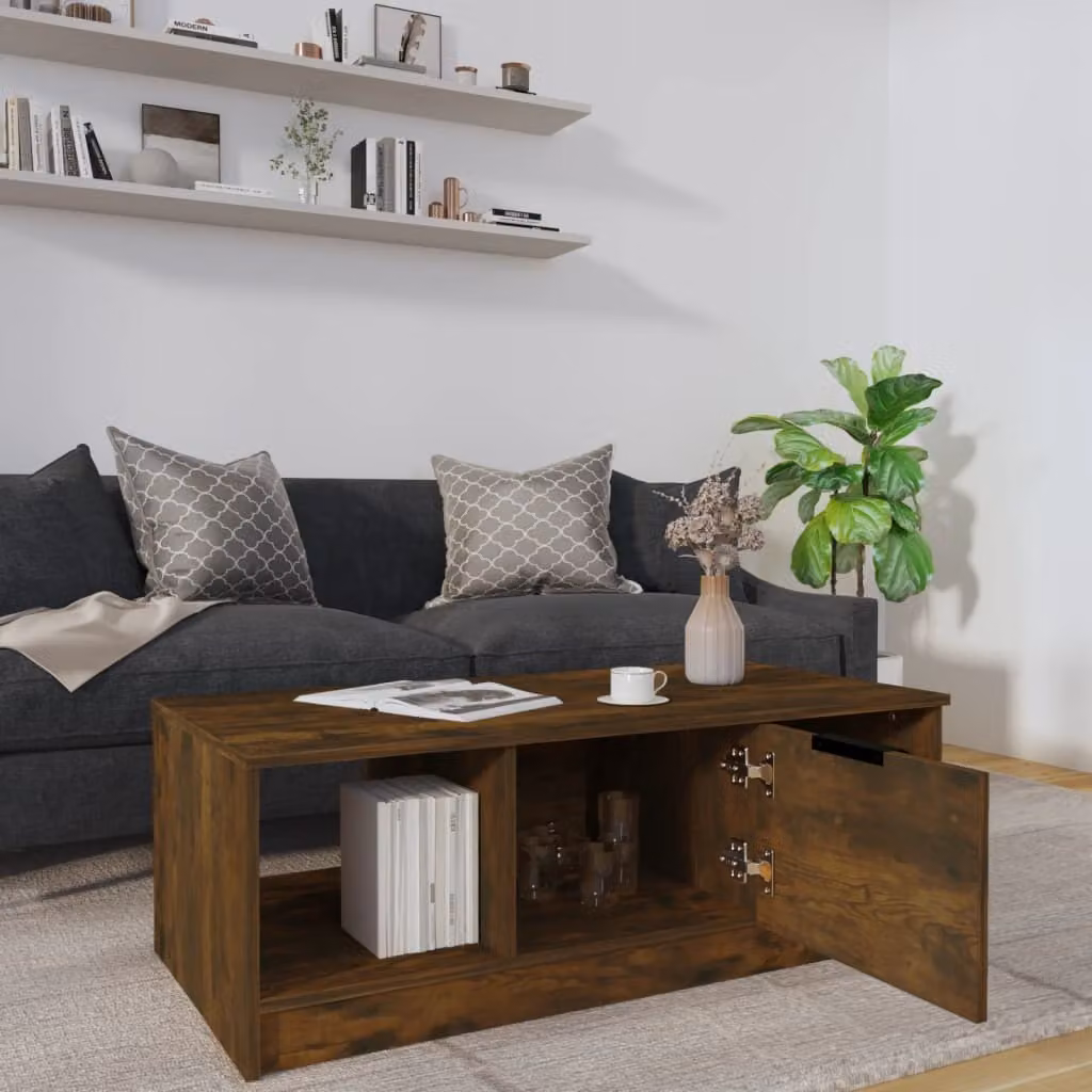 Maison Exclusive - Tavolino in rovere affumicato 102x50x36 cm Materiale ligneo