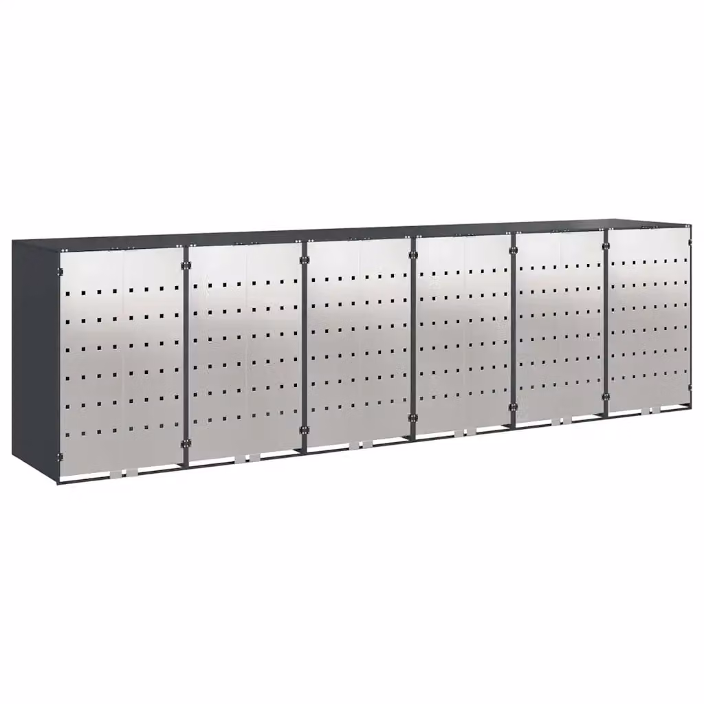 Contenitore per rifiuti Videx per 3 bidoni in acciaio inox colore antracite 3394782 – 2