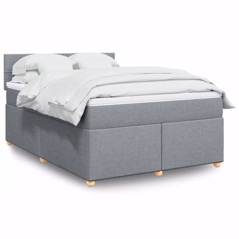 vidaXL Giroletto a Molle con Materasso Ibrido in Tessuto Grigio e Bianco L/P/H: 140 x 200 cm