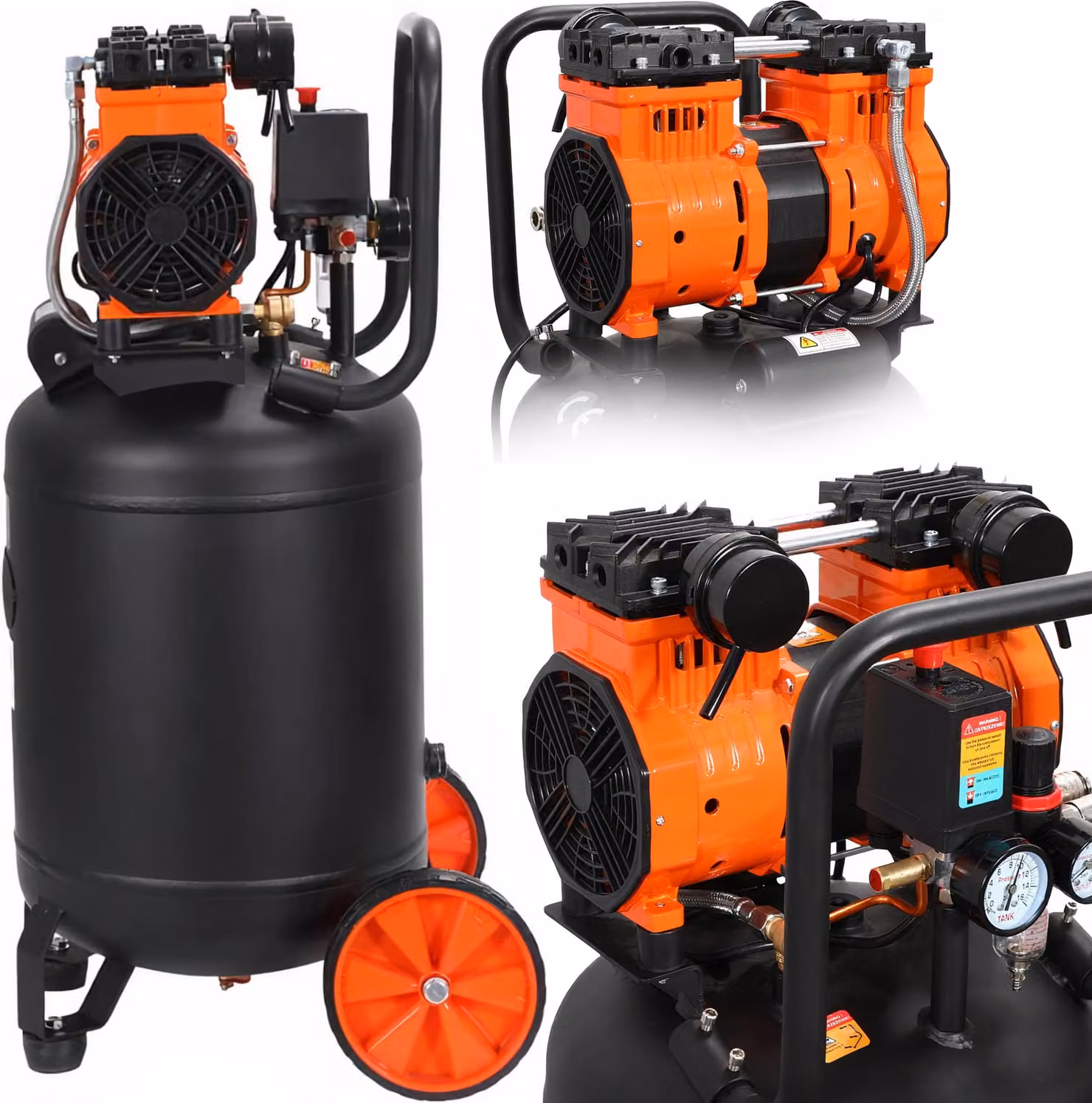 KRAFT&DELE | Compressore senza olio, 50L, 2000W, compressore whisper, compressore d'aria
