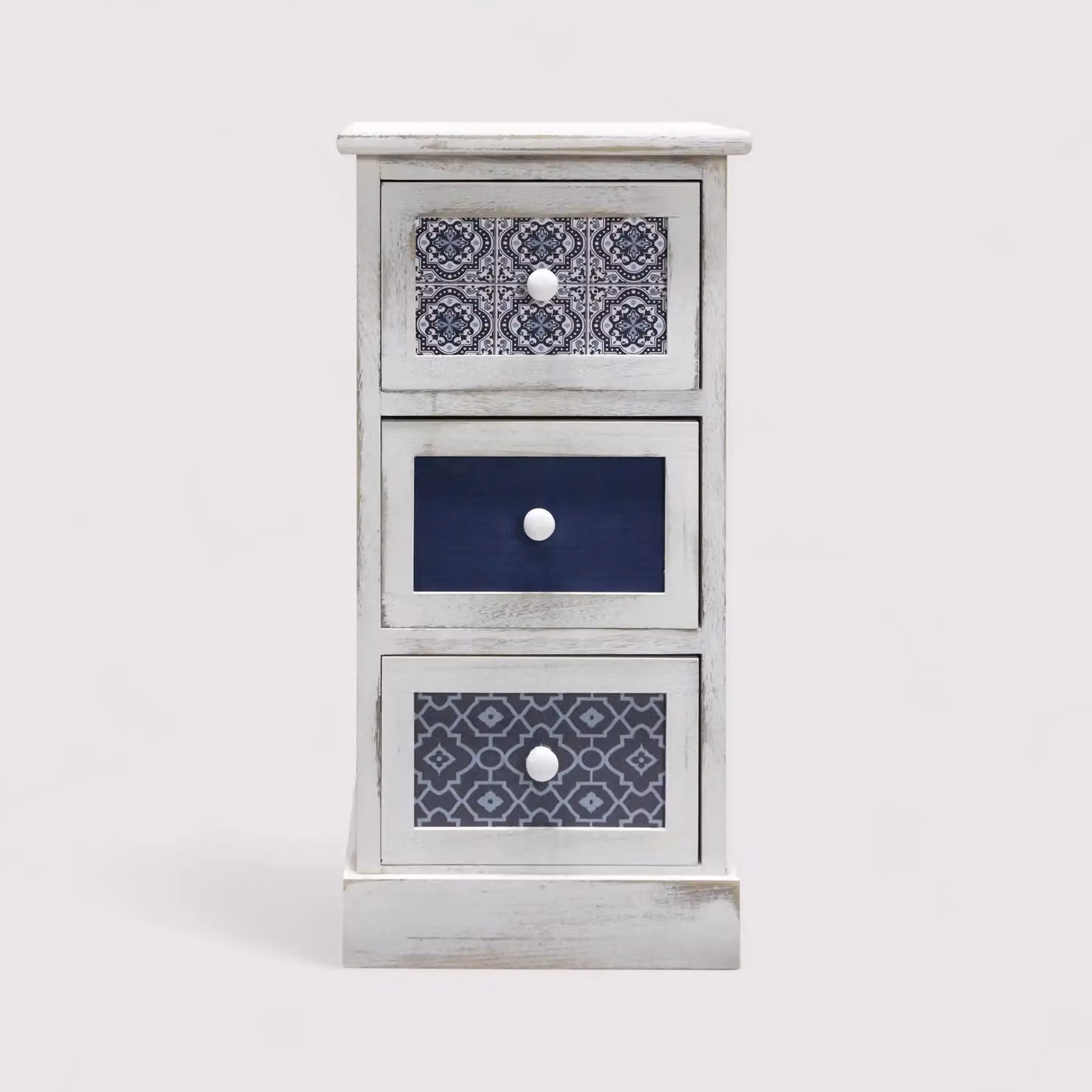 Delfinio - Comodino in stile mediterraneo con 3 cassetti