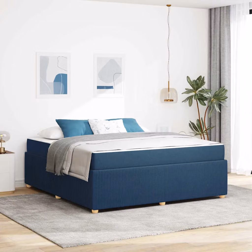 Struttura del letto imbottita vidaXL in tessuto blu L: 180 cm, P: 200 cm, H: 66 cm