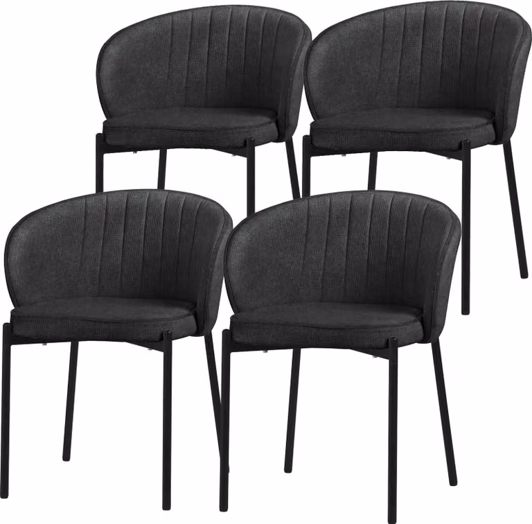 ML-Design set di 4 sedie da sala da pranzo antracite sedie da cucina con rivestimento in tessuto gambe in metallo sedia da soggiorno schienale imbottito sedie per sala da pranzo e cucina