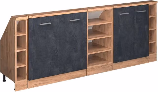 Set di mobili sottotetto Rion Calce nera/Rovere dorato Set di 5 Vicco