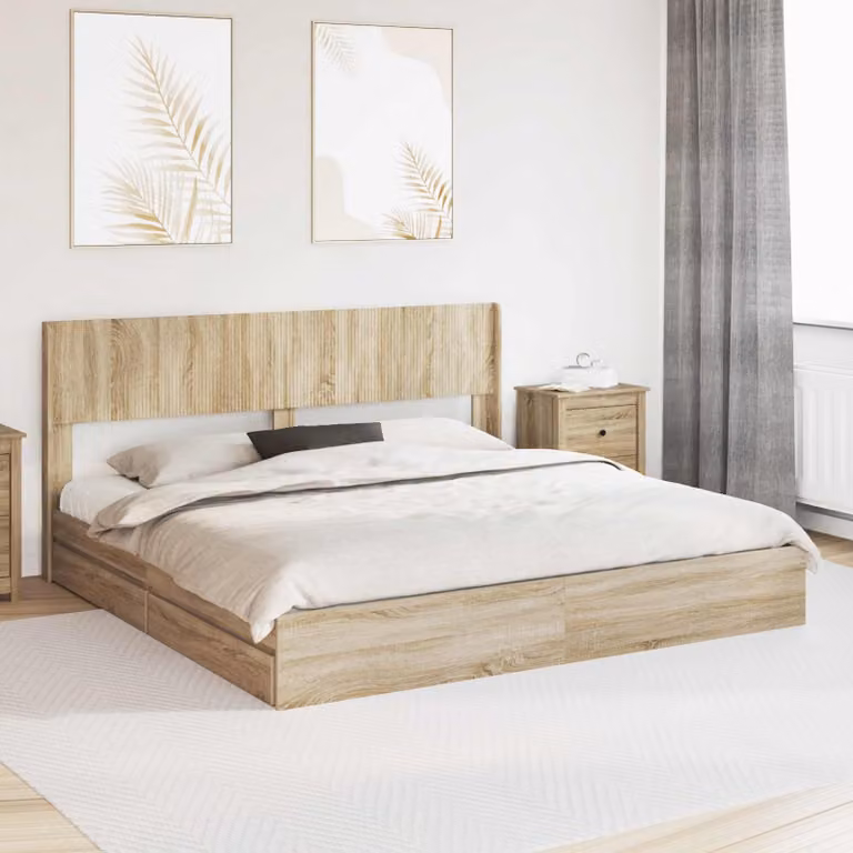 Letto con contenitore e testata vidaXL in Rovere Sonoma, L/P: 180 x 200 cm