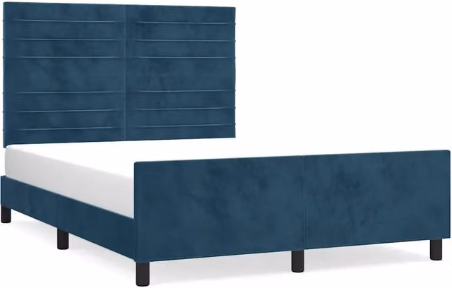 Letto matrimoniale | Letto per adulti | Giroletto senza Materasso Blu Scuro 140x190 cm in Velluto