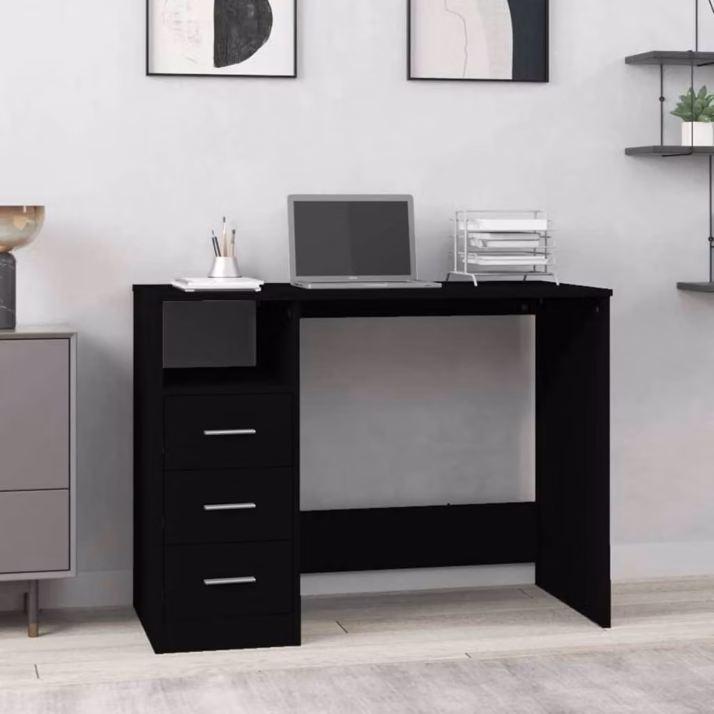 Scrivania da computer moderna vidaXL nera in legno e MDF L: 102 cm, P: 50 cm, H: 76 cm
