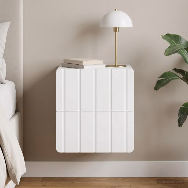 vidaXL Mobiletto da notte sospeso con cassetto Bianco L: 33 cm, P: 34,5 cm, H: 43 cm