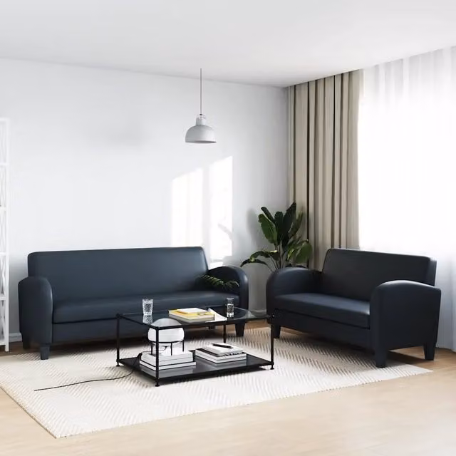 Set Divani 2 pz in Similpelle Nero 275227