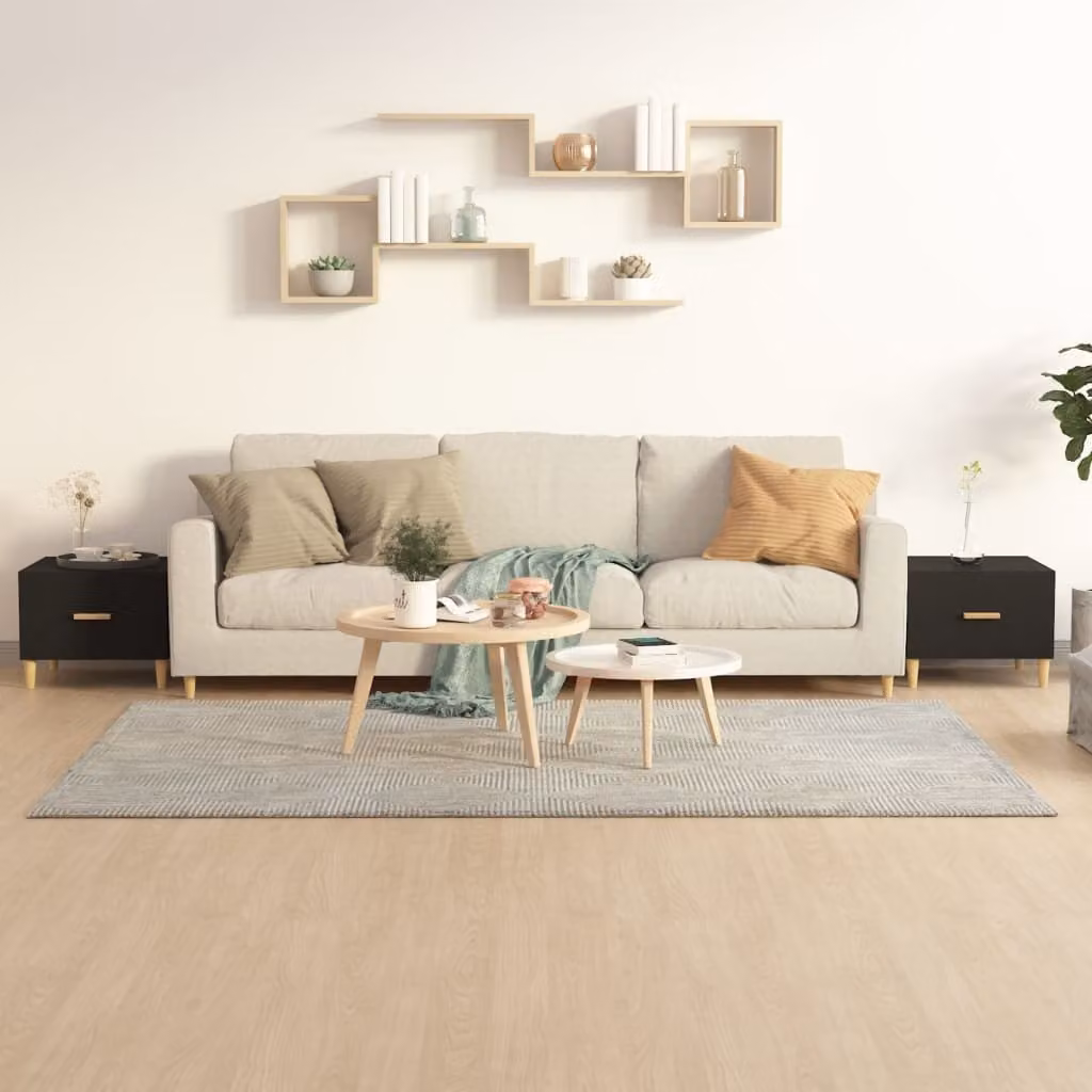 The Living Store Tavolini 2 pz. neri 50x50x40 cm in materiale ligneo
