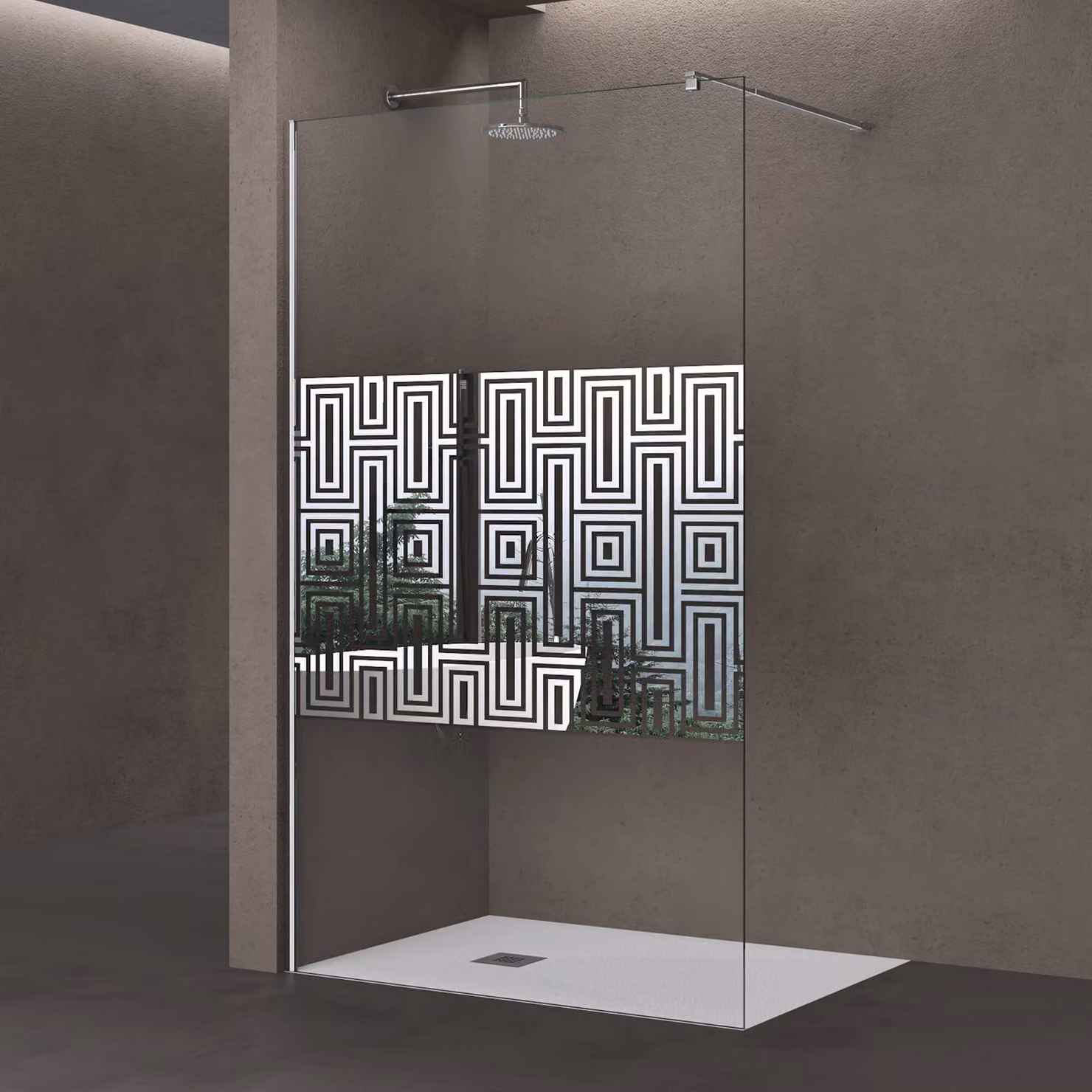 doporro Box Doccia Walk-In 140x200cm, Parete Doccia Anticalcare in Vetro da 10mm con Braccio Sostegno Telescopico in Acciaio BRAM3 Bremen02DM