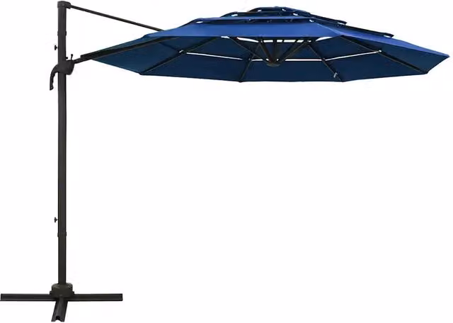 Ombrellone da giardino a 4 livelli con palo in alluminio e copertura in poliestere, colore azzurro, L: 300 x P: 300 cm