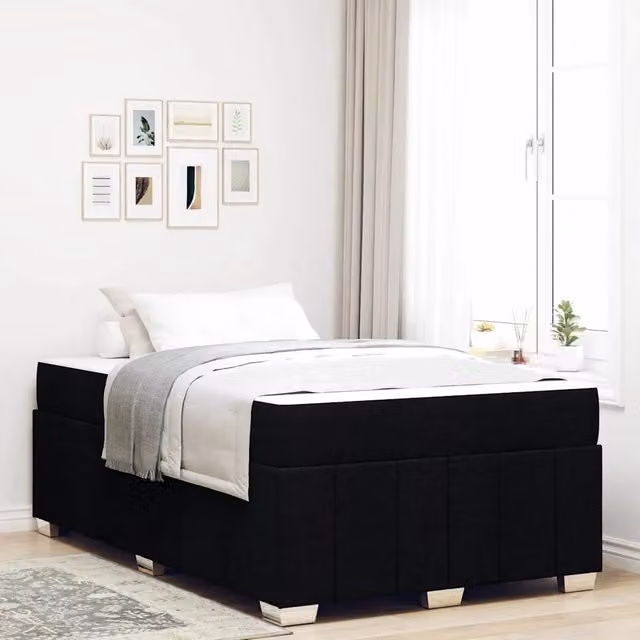 Struttura del letto con materasso Nero 120 x 200 cm Tessuto