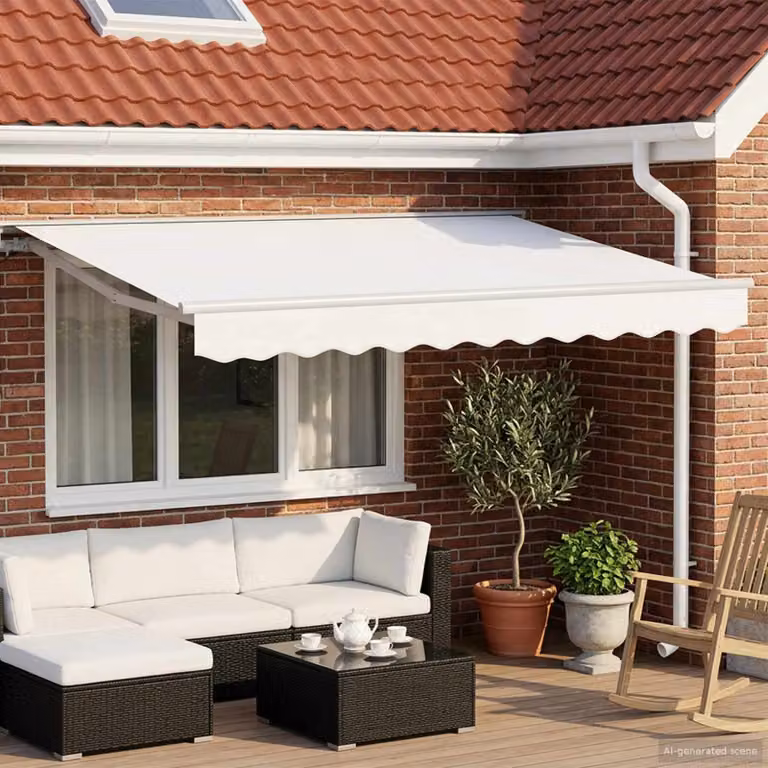 vidaXL Cornice per Tenda Manuale con LED Bianco in Alluminio e Poliestere L: 300 cm, H: 250 cm