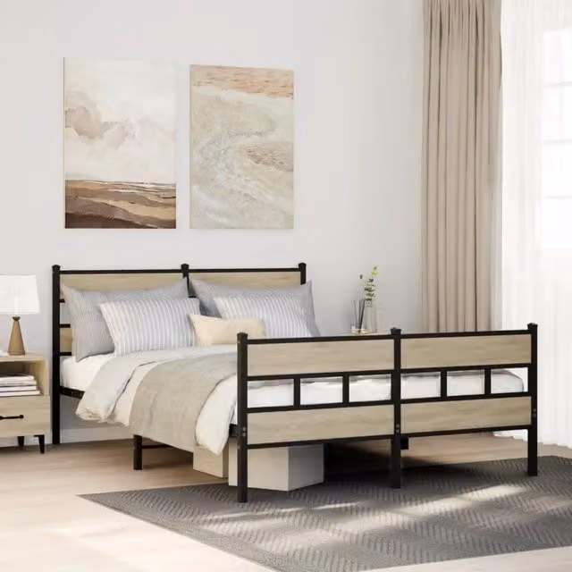Giroletto senza Materasso in Metallo-Struttura Letto Rovere Sonoma 160x200 cm 517672