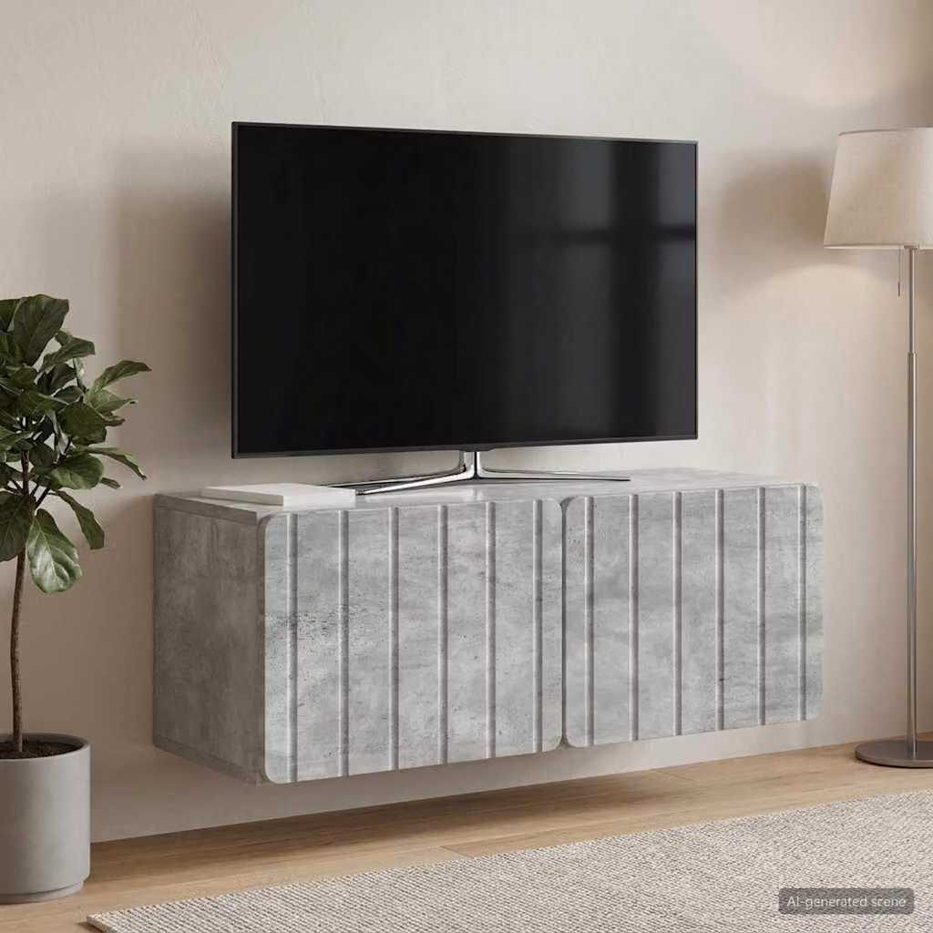 vidaXL Mobile Porta TV da Muro Moderno in MDF Grigio, L 78,5 cm x P 31 cm x H 30 cm