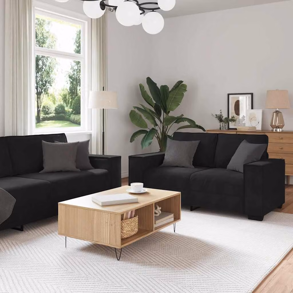Maison Exclusive - Set divano a 2 posti con cuscini in velluto nero