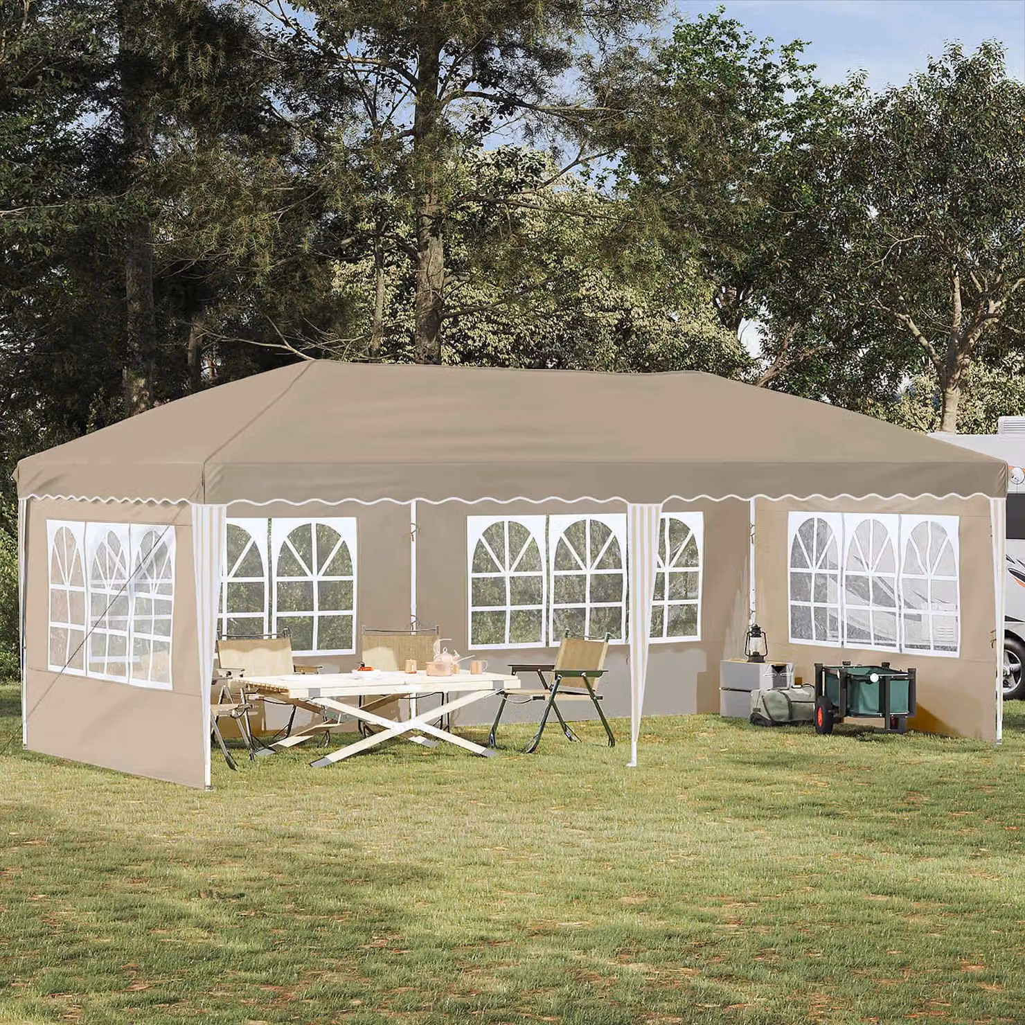 Maison Exclusive - Tenda pop-up per feste, dimensioni 574 x 289 x 245 cm, colore crema