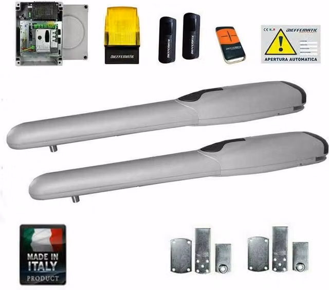 KIT COMPLETO AUTOMAZIONE CANCELLO A 2 ANTE BATTENTI 24V APRICANCELLO AUTOMATICO