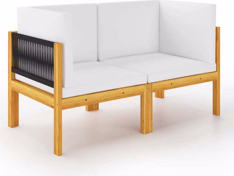 The Living Store Panca da giardino a 2 posti con cuscini in legno massiccio di acacia