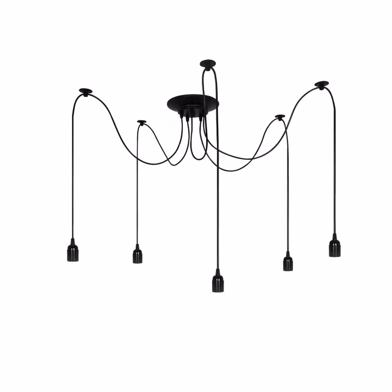 Plafoniera Lampada a sospensione ragno ARANEA 5xE27 nero EDO777188 EDO