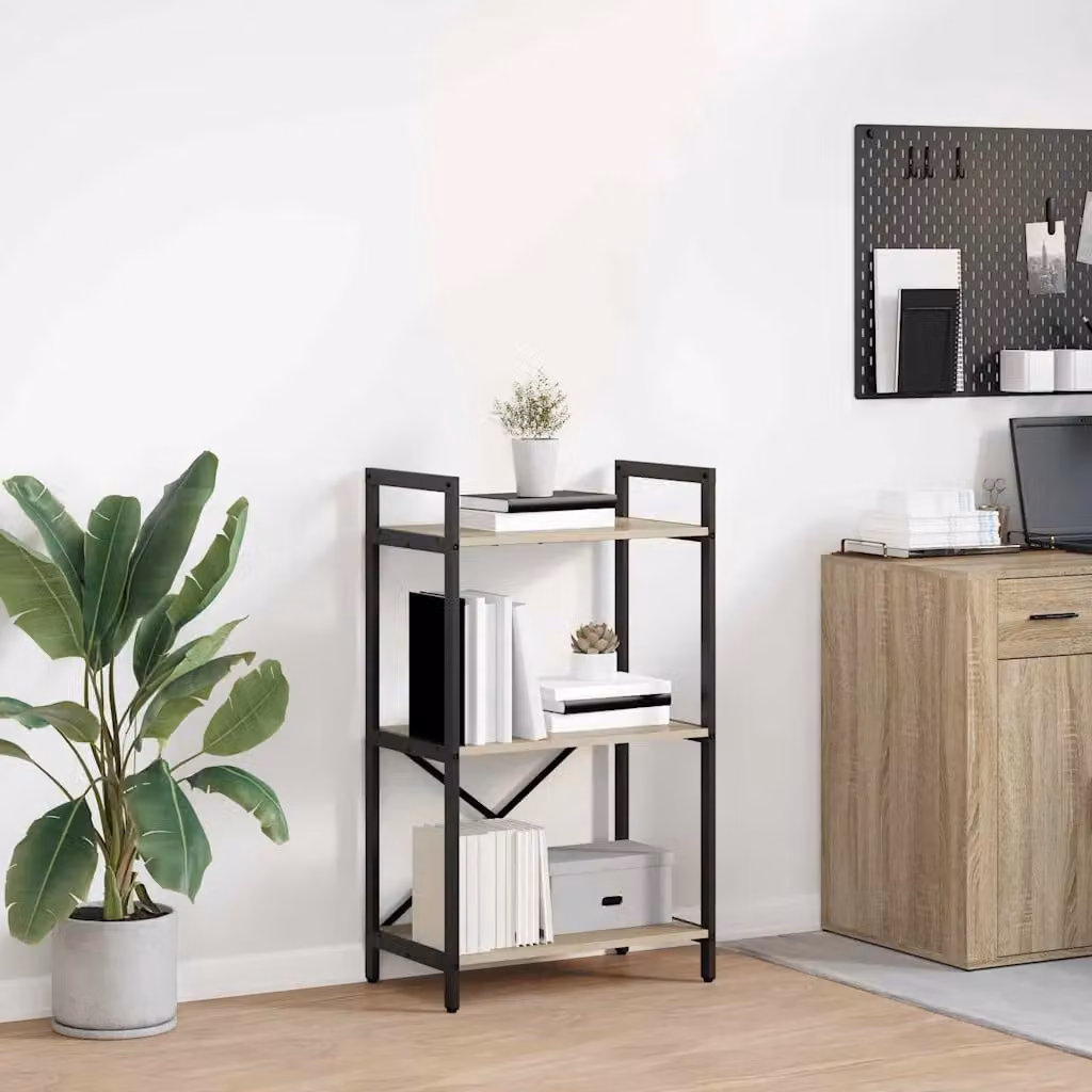 Libreria vidaXL a 3 livelli in stile industrial, colore marrone, L 56 cm x P 34 cm x H 96 cm