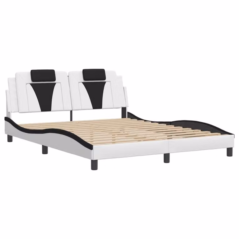 Giroletto Viana senza Materasso Nero e Bianco 160x200 cm in Pelle finta