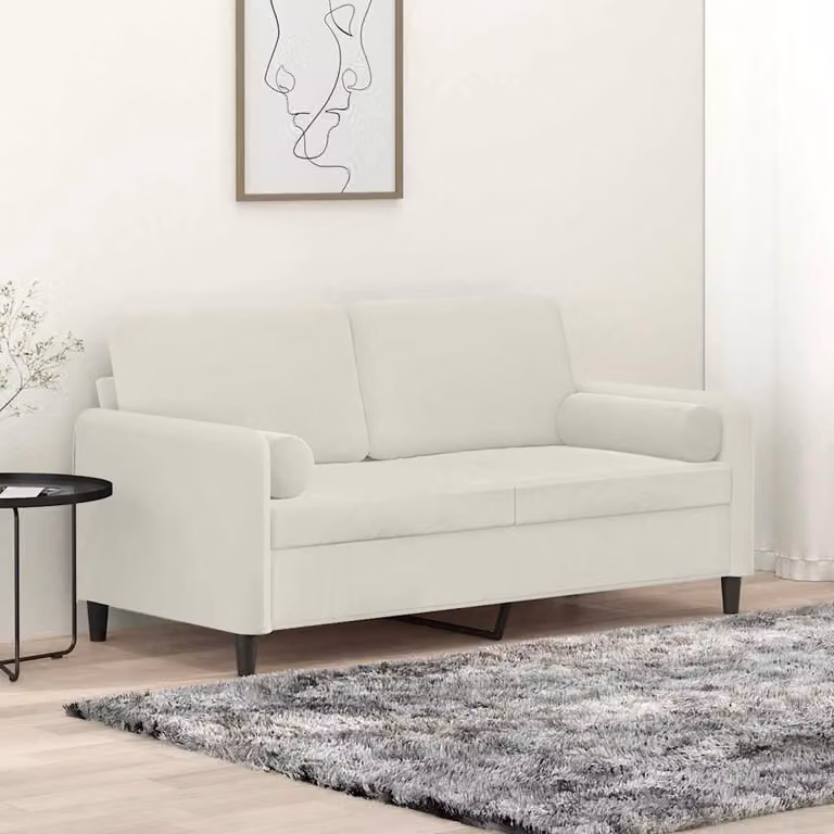 Divano a 2 posti vidaXL in velluto beige con cuscini, design moderno e struttura in metallo per il tuo soggiorno