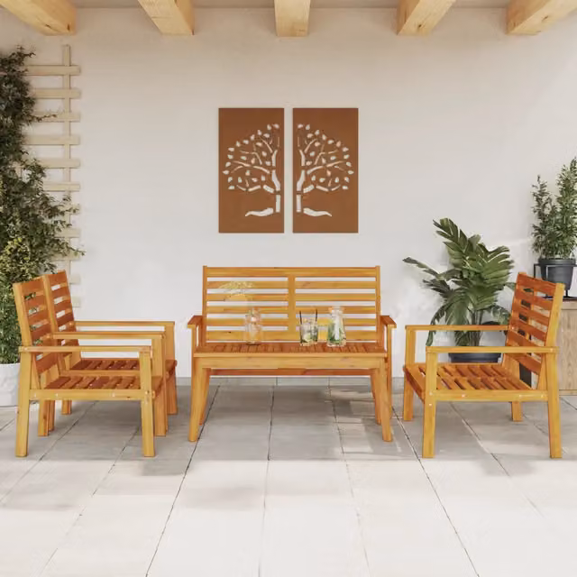 vidaXL Set Salotto da Giardino 5 pz in Legno di Acacia Marrone