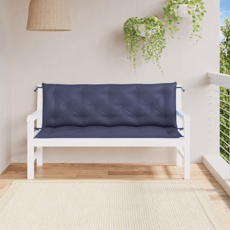 Set di 2 cuscini per panca vidaXL in tessuto Oxford blu, L 150 x P 50 x H 7 cm