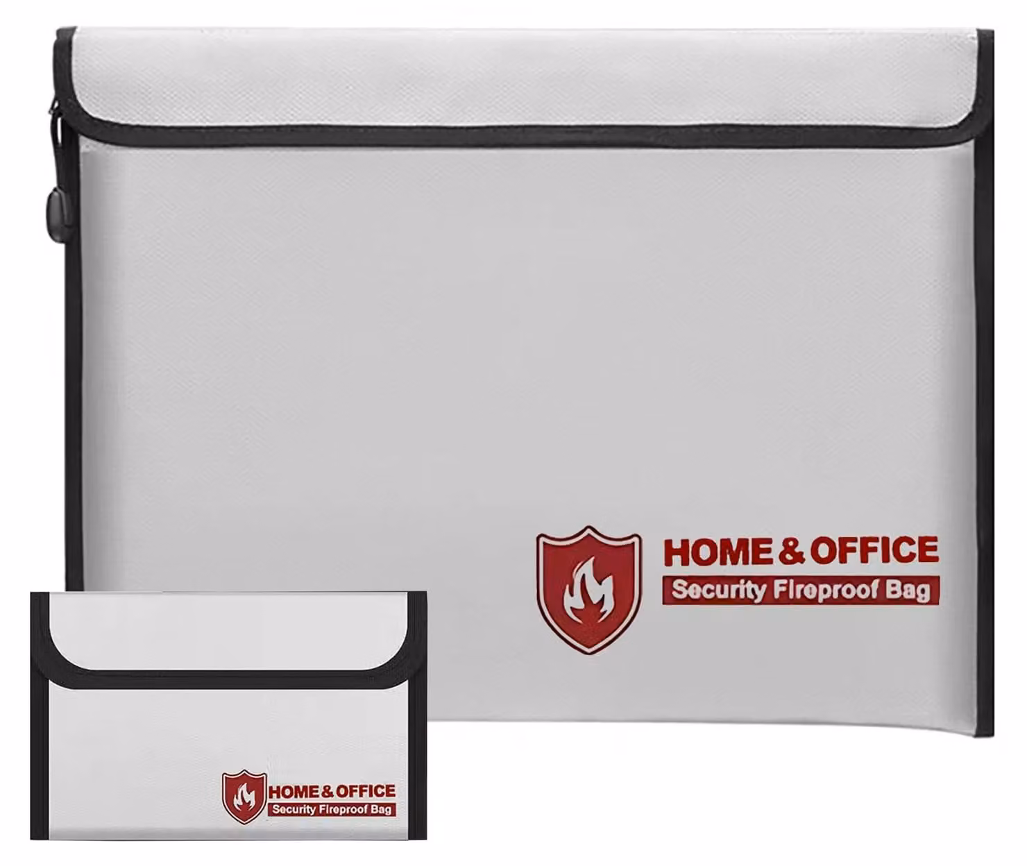 Borsa ignifuga, custodia per documenti, set da 2, ideale per documenti, passaporti, estratti conto bancari e oggetti di valore (grigia)